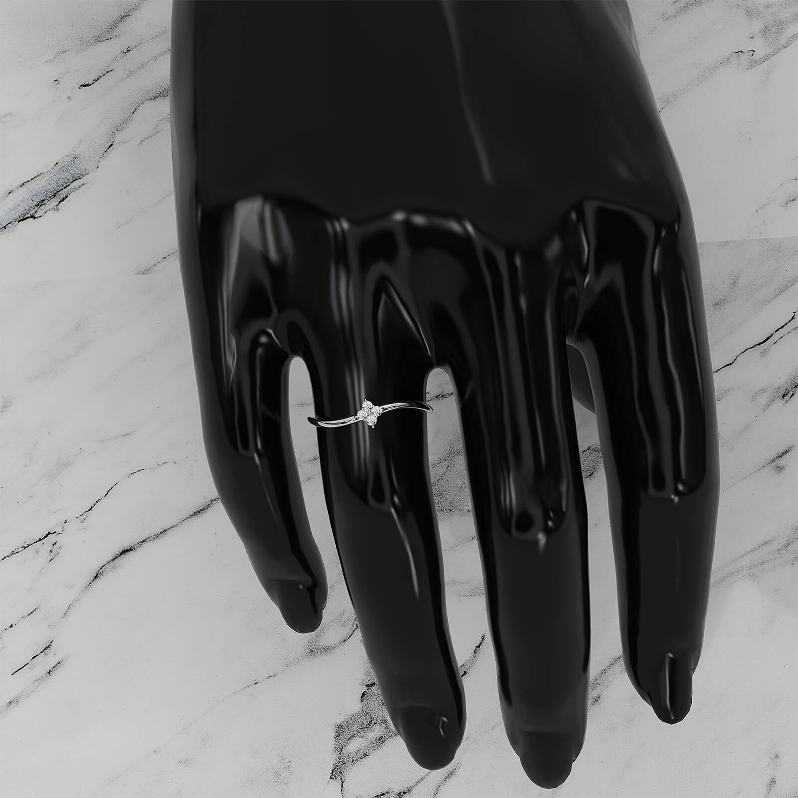 Floral Design Minimalist Prong Set Round Lab Diamond Fashion Ring 0.07ctw.